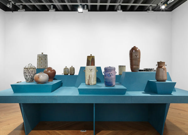 Installation view of Francis Upritchard's show titled Pots. Many works presented.