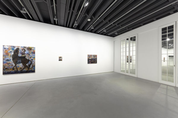 Installation view of frozen show, featuring three works.