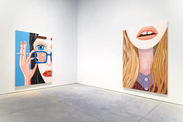 Installation view of Alessandro Pessoli's show Against Me. Two works presented.