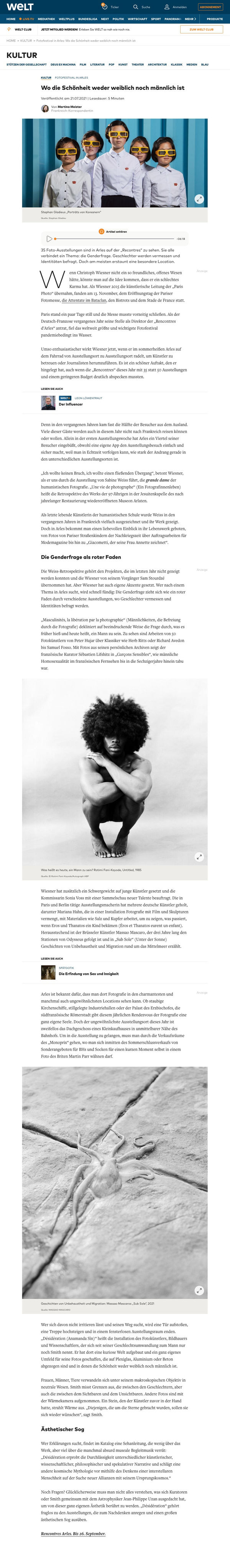 Fotofestival in Arles - Wo die Schönheit weder weiblich noch männlich