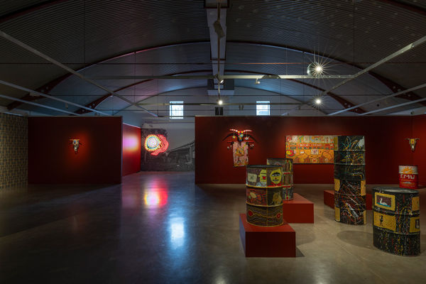 Disco Dreamtime Drums exhibition installation view. Photograph by Jessica Maurer.