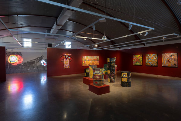 Disco Dreamtime Drums exhibition installation view. Photograph by Jessica Maurer.