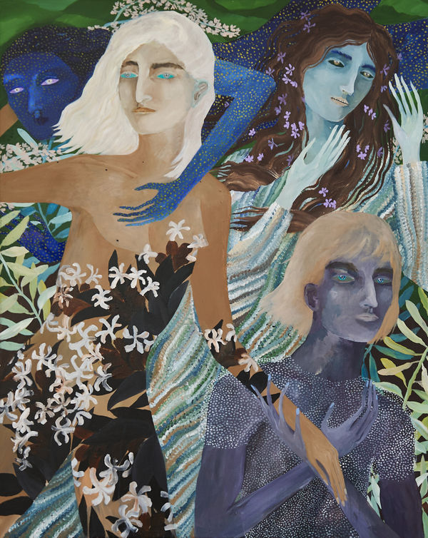 Leah Fraser 'Her roots grow in air and she flows to the sky’, acrylic on linen, 155 x 124.5 cm (framed)