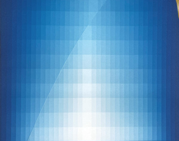 Sean McFarland alluvial fan, strange attractor (measure #3) cyanotype, gold tape 2022-2024 11 x 14" Unique