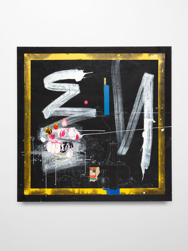 Raymond Saunders Postcard, 1997 mixed media on canvas 48" x 48" [HxW]