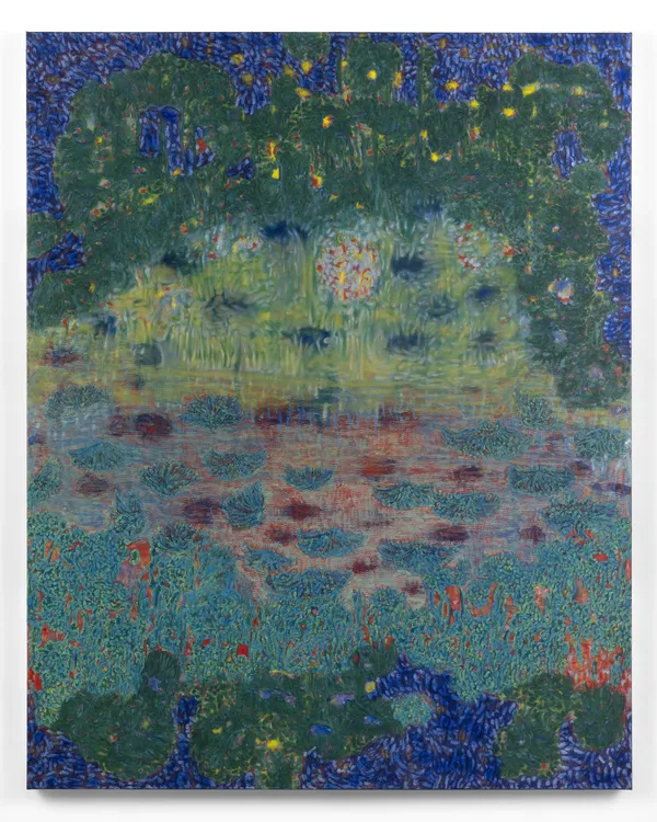 Sophia Loeb, Eu desejo o seu beijo, 2025, oil, acrylic, oil stick and pigment on canvas, 200 x 160 cm, 78 ¾ x 63 in. With generous support from Richard Chang