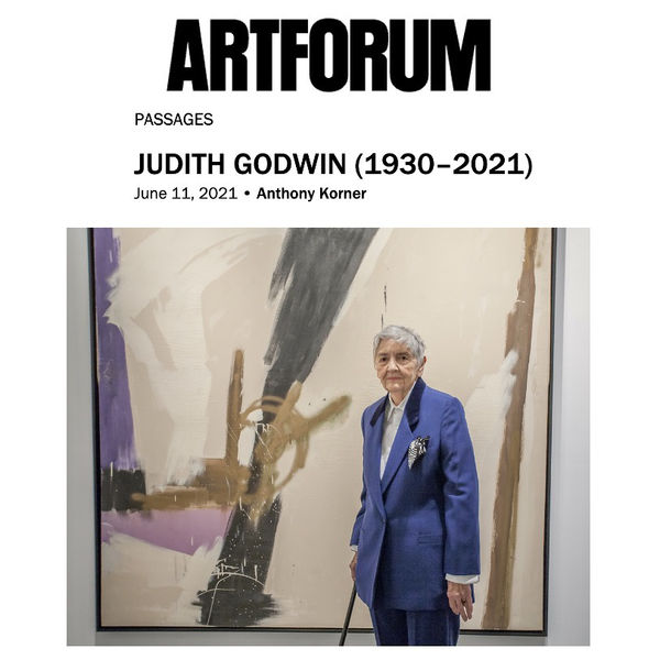 Judith Godwin at the opening of her solo exhibition “Judith Godwin: An Act of Freedom” at Berry Campbell, New York, 2019. Photo: George Sierzputowski.