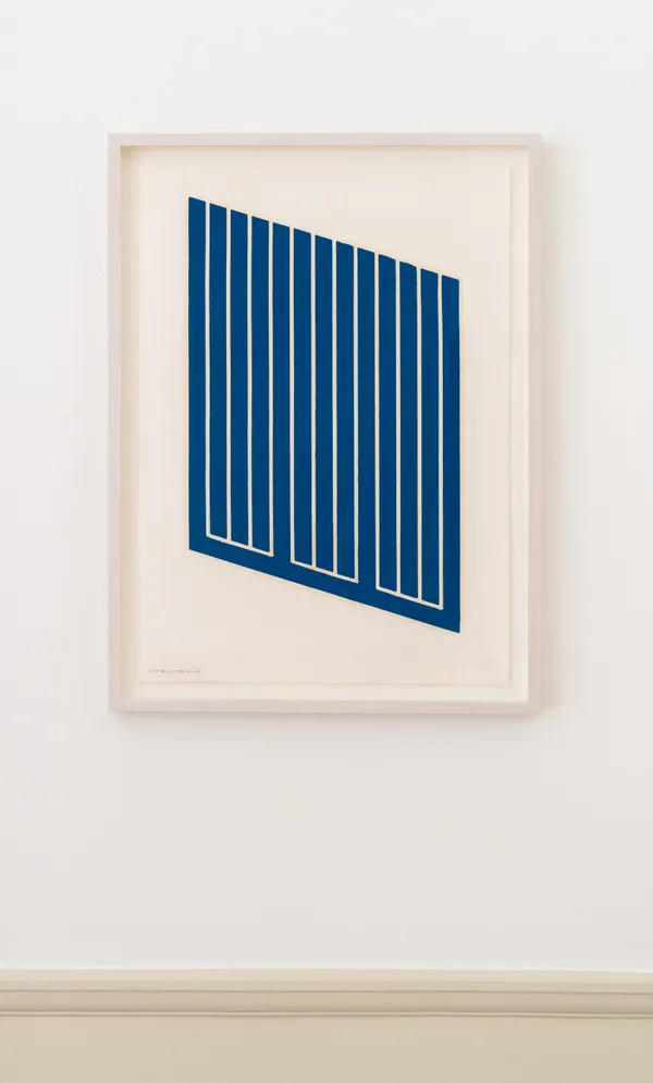 Donald Judd Untitled, 1961-69 Woodcut printed in cerulean blue. Signed in pencil and inscribed 12-R # 5/12 RES. From the edition of 12. Printed by Roy Judd. Published by Edition der Galerie Heiner Friedrich, Munich. (Schellmann 71) 76.8 x 55.2 cm (30.24 x 21.73 in)
