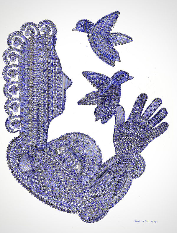 Untitled (4:29pm), 2022 Ink on paper 28 x 22 in. (71.1 x 55.9 cm.) (JTu3)