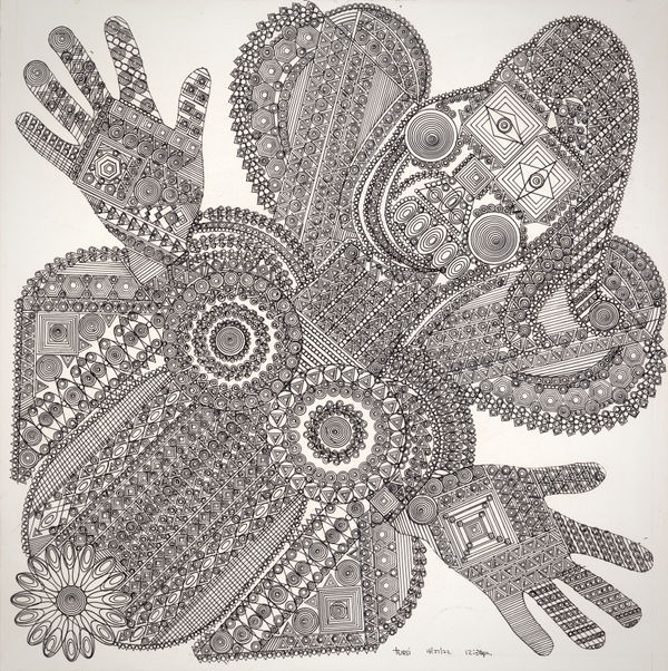 Untitled (12:30pm), 2022 Ink on paper 22 x 22 in. (55.9 x 55.9 cm.) (JTu7)