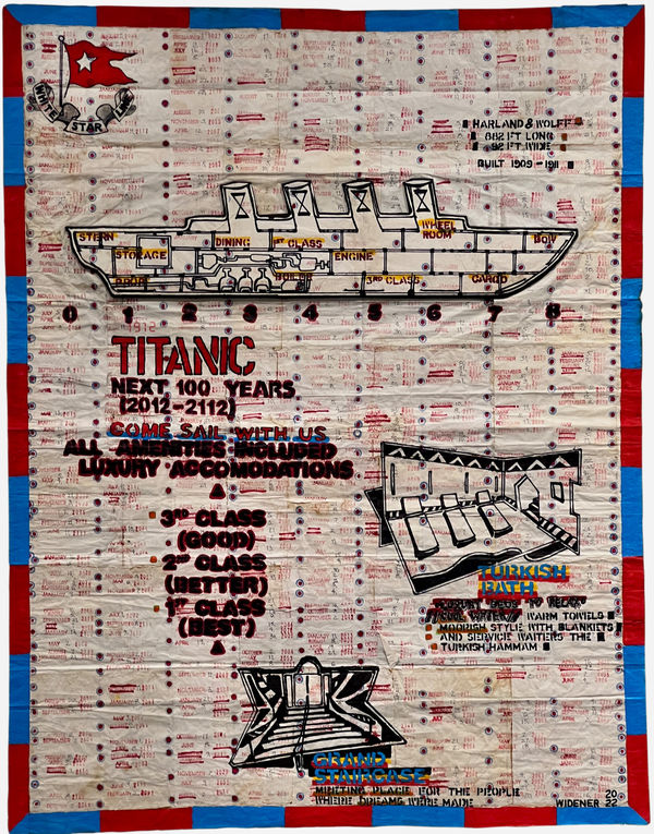 Titanic (Next 100 Years), 2022 Mixed media on pieced paper 43 3/4 x 33 3/4 in. (111.1 x 85.7 cm.) (GW 235)