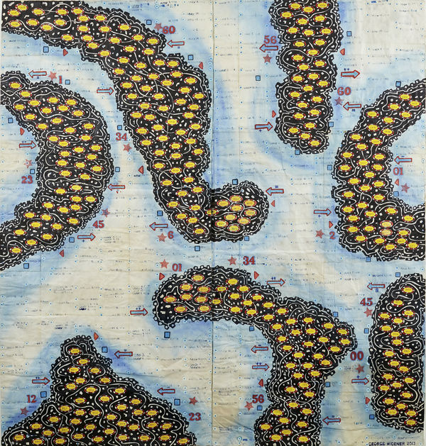 Time Map (Robot Puzzle Series), 2013 Mixed media on paper Sight: 59 1/4 x 56 3/4 in (150.5 x 144.1 cm) Framed: 65 x 62 in (165.1 x 157.5 cm) (GW 67)