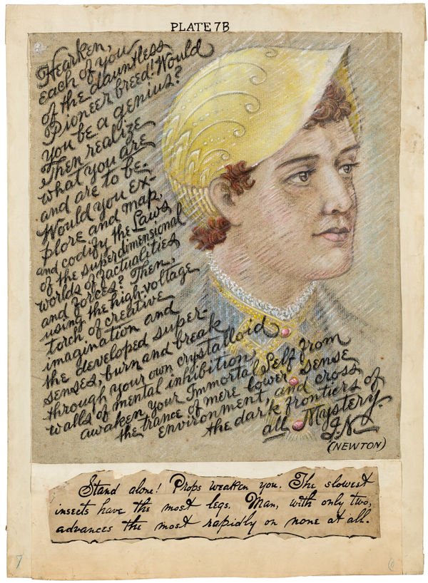 Each of You of the Dauntless Pioneer Breed, ca. 1919 - 1925 Colored pencil, Cont&eacute; crayon, and ink on paper 15 1/2 x 11 1/4 in. (39.4 x 28.6 cm.) (GWa 19)