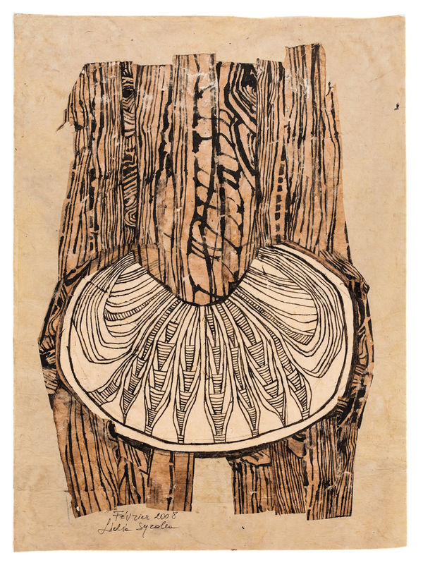 Untitled (Series 2_Bark Drawings), 2006 Collage and ink drawing on paper 33.5 x 24 in (85.1 x 61.0 cm) (LSy 17)