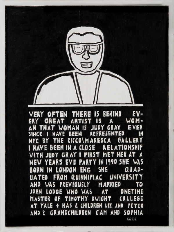 Untitled ("Very often ... behind every great artist is a woman"), 2020 Acrylic on canvas 40 x 30 in. (101.6 x 76.2 cm) (KG 572) SOLD