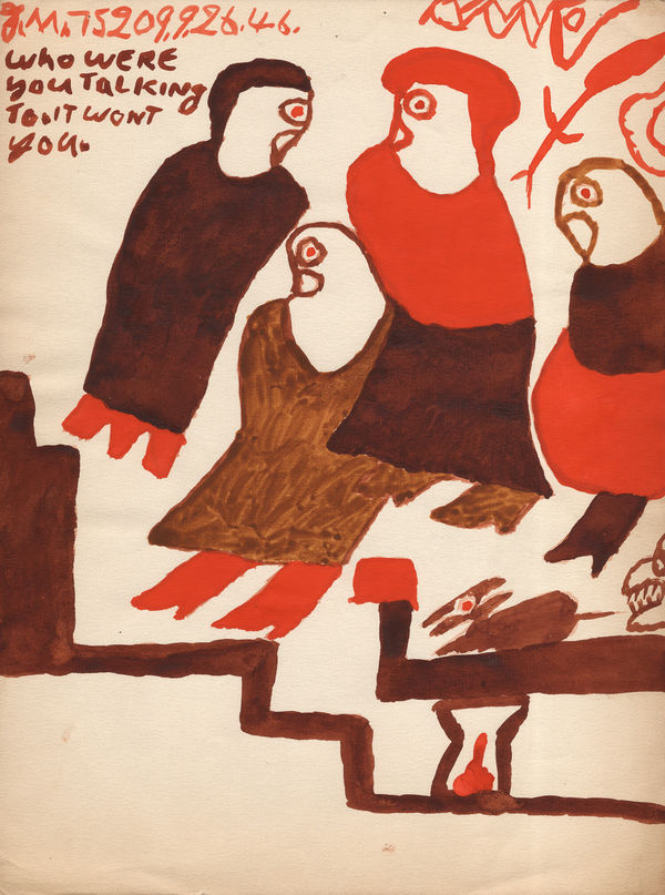 Who were you talking to, 1946 Ink and tempera on paper 9 x 12 in. (22.9 x 30.5 cm) (JMS 46) SOLD