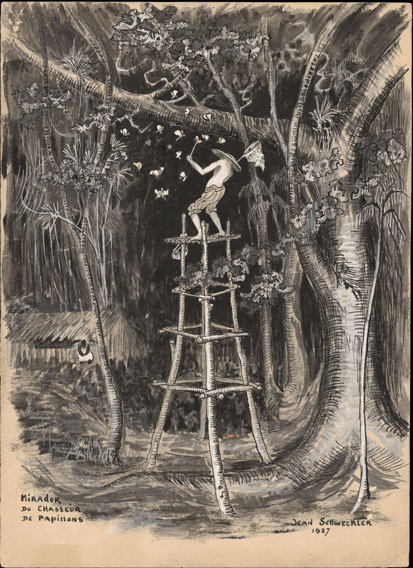 Mirador Du Chasseur De Papillons, 1937 India ink and white gouache on paper 10 1/2 x 14 in. (26.7 x 35.6 cm) (JS 04) NFS