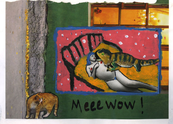 Abigail Frankfurt MEEEWOW, 2018 Acrylic and gouache, matte gel, collage, and sharpie 9 x 12 in. (22.9 x 30.5 cm) (ABF 20) SOLD