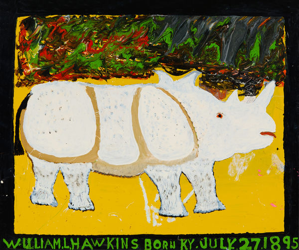 Rhinoceros, 1983 Enamel on Masonite 40 x 48 in. (101.6 x 121.9 cm) (WH 402)