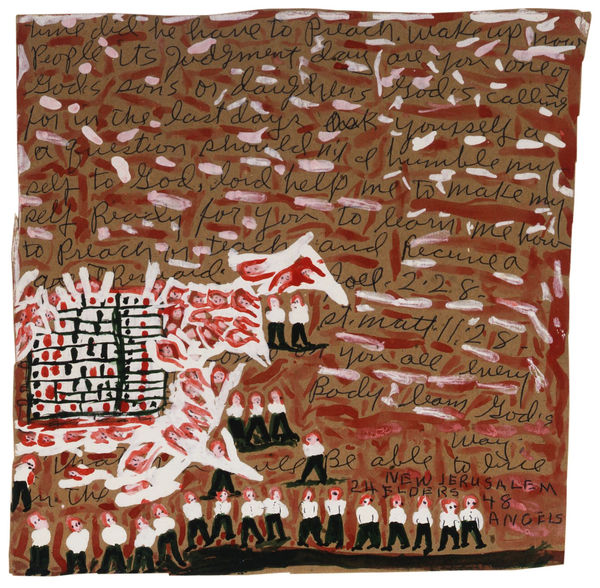 New Jerusalem, 24 Elders, 48 Angels, ca. 1965-75 Gouache on cardboard 9 x 9 in. (22.9 x 22.9 cm) (SGM 02)