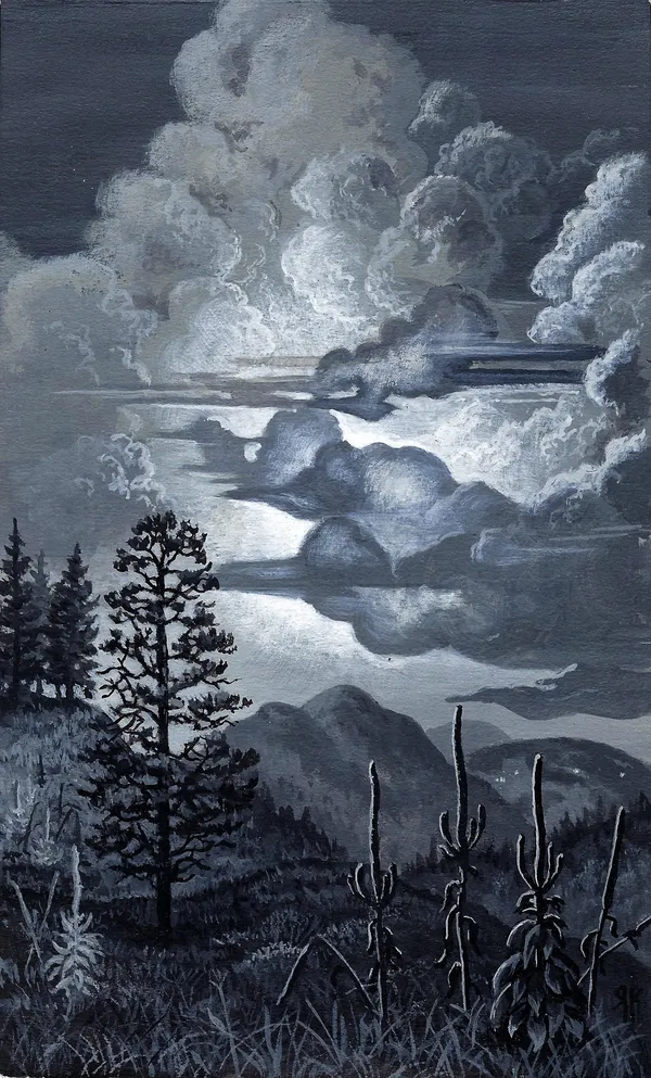 Mullein grove in the Thunder Mountain region #5, 1970s Gouache on paper 6 1/2 x 4 in. (16.5 x 10.2 cm) (RK 121) SOLD