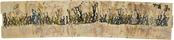 Untitled, c. 1985-1990 Mixed media on Manilla folders 15 x 67 in. (38.1 x 170.2 cm) (PY 132) $ 14,000