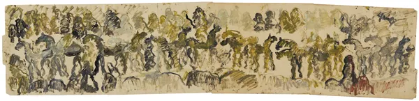 Untitled, c. 1985-1990 Mixed media on Manilla folders 15 x 67 in. (38.1 x 170.2 cm) (PY 133) $ 14,000