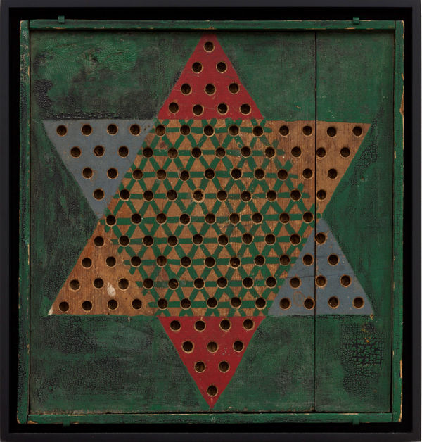 CHINESE CHECKERS GAME BOARD, C. 1930-40 Oil enamel on wood panel 17 x 17 in. 43.2 x 43.2 cm. (AU 228)