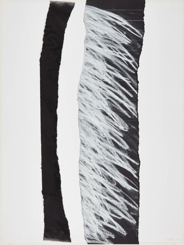 Bilgé (Turkey/US) Line Becoming, 1975 Torn paper, pastel 25 1/2 x 19 1/2 in 64.8 x 49.5 cm