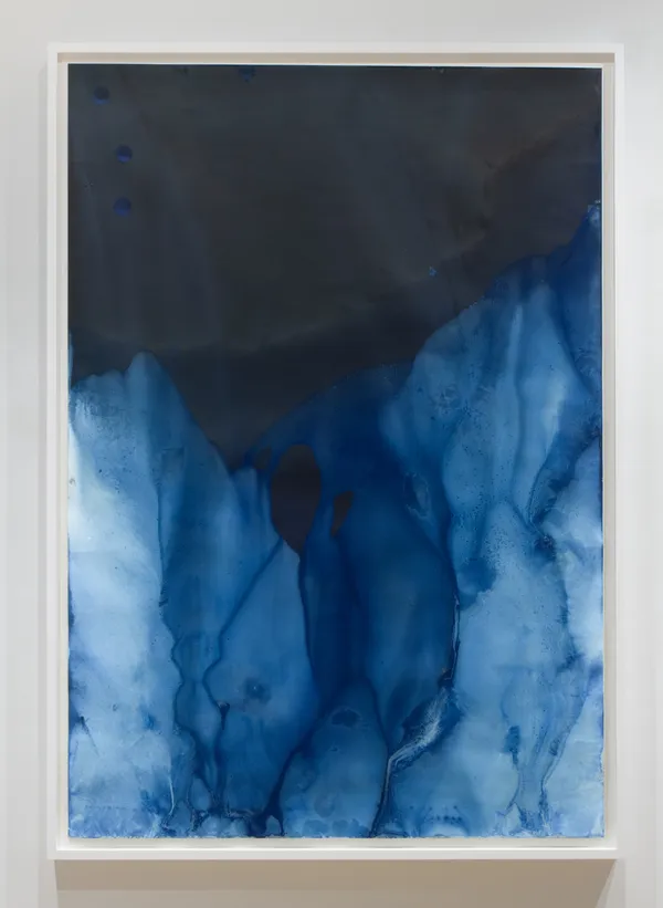 Meghann Riepenhoff (American, b. 1979) Ice #425 (22 - 32 °F, Puget Sound, WA 02.22.23), 2023 Dynamic Cyanotype 60 1/4" x 42" (153 x 106.5 cm) Framed: 63 1/2" x 45" (161.5 x 114.5 cm) Unique