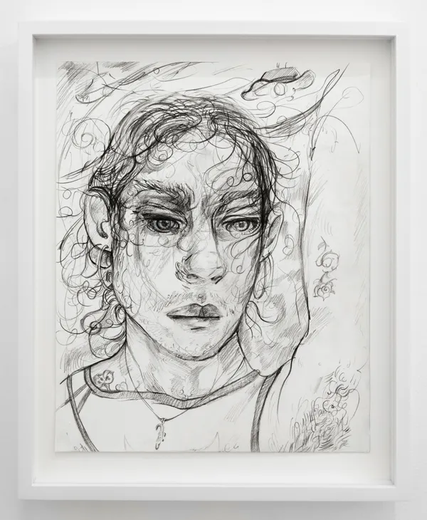Alina Perez (American, b. 1995) Untitled (Portrait), 2023 Graphite on Paper 14" x 11" (35.5 x 28 cm) Framed: 16 3/4" x 13 3/4" (43 x 35 cm) Unique