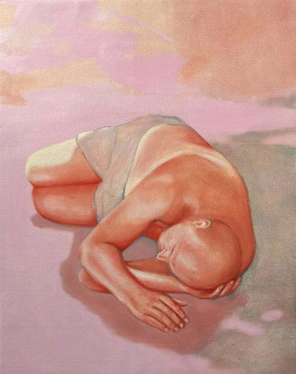 Elizabeth Dimitroff (British-American, b. 1995)  Punctured Football, 2023  Oil on Linen  36" x 28" (92 x 73 cm) (EDM.24254)