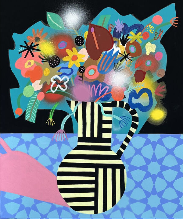 Mary Finlayson Spring Equinox 2 Flashe, Gouache, Spray Paint, Oil Stick on Canvas 24 x 20 in