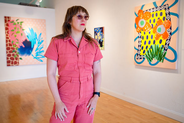 Amber Jean Young created a series of photos in honor of her mother, Pegi Young, who died of ovarian cancer in 2019. "Pegi's Garden," a show of Young's paintings on view at Palo Alto's Bryant Street Gallery, will raise funds to fight ovarian cancer. Photo by Adam Pardee.