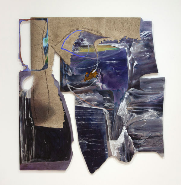 Leslie Shows Formatrix, 2020 Sand, acrylic, ink, canvas, aluminum 57 x 54 inches