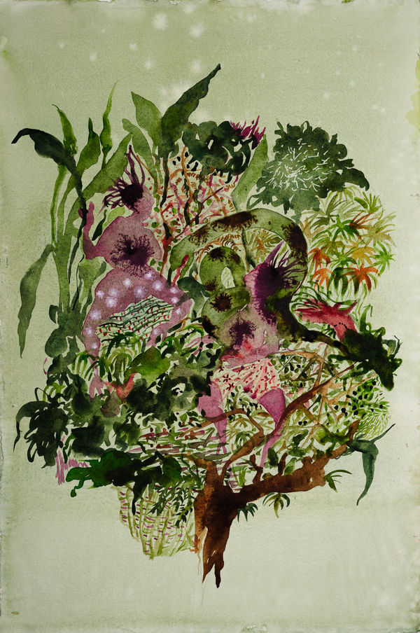 Shiva Ahmadi Green Veil, 2023 Watercolor on paper 25.25 x 18 inches, framed