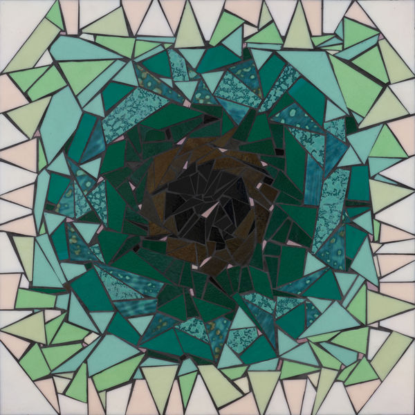 Adia Millett What I see when I close my eyes., 2024 Glass, grout on wood panel 36 x 36 inches