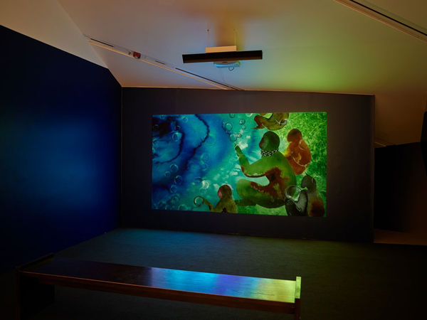 Installation view of Being and Belonging: Contemporary Women Artists from the Islamic World and Beyond, July 1, 2023 - January 7, 2024 at Royal Ontario Museum, Toronto, Canada.