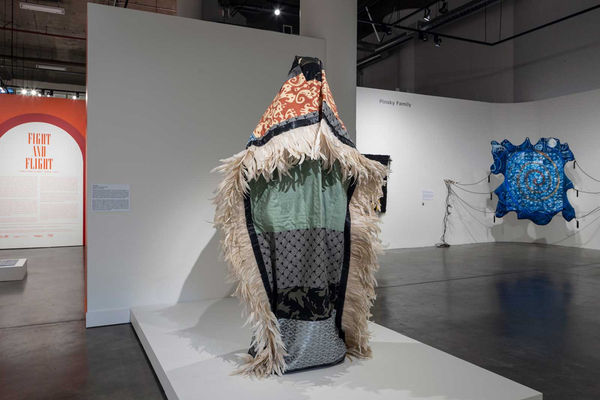 Installation view of Fight and Flight: Crafting a Bay Area Life, April 15 - September 10, 2023 at the Museum of Craft and Design, San Francisco, CA.