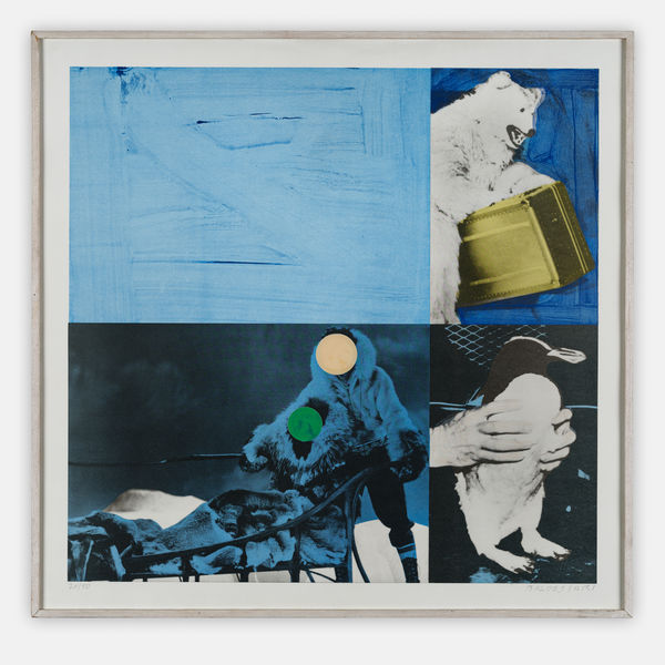 John Baldessari Cliché: Eskimo (Blue) Lithograph and screenprint printed in colours, 1995 Signed in pencil. Numbered '20/50' in pencil; there were also 12 artist's proofs Printed on Coventry Smooth paper, and published by Cirrus Editions, Los Angeles Image Size: 88.8 x 90.8cm (35 x 35.8in) Sheet Size: 101.5 x 99.2cm (40 x 39.1in) Provenance Cirrus, Publishers of Fine Art Graphics, Los Angeles, U.S.A. Private Collection, U.K. (bought from above in August 1995)