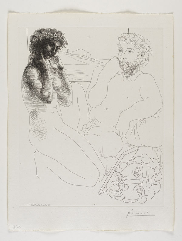 Pablo Picasso, 'Sculpteur et Modèle se regardant dans un miroir calé sur un autoportrait sculpté' from the 'Suite Vollard', 1933