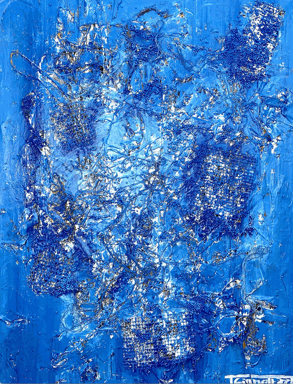 Tim Gianelli abstract painting with the primary color being blue.