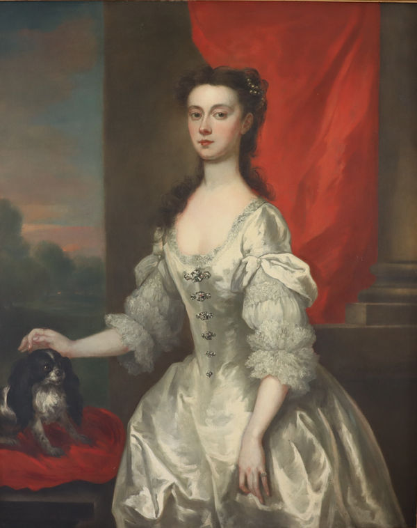 John Vanderbank 18th century portrait of a Lady with a spaniel for sale