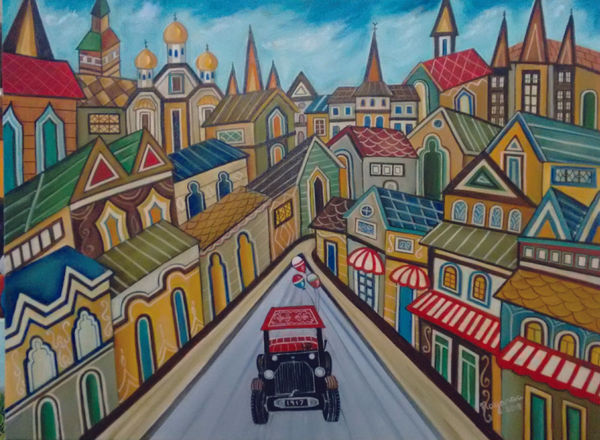 Nayanaa Kanodia Cityscape Oil on canvas 30 x 40 inches 2018