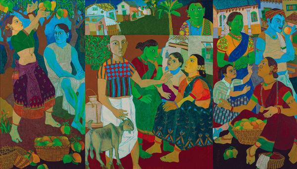 K. Laxma Goud Untitled Oil on canvas 48 x 84 inches 2023
