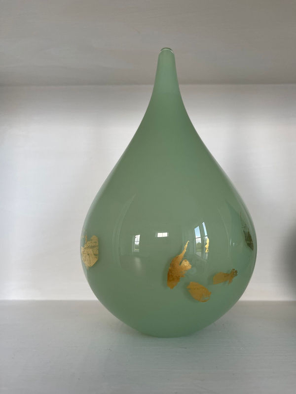 Elin Isaksson Opaque Dew Drop Hand blown glass & gold leaf 20 cm high (medium)