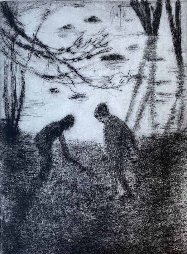 Playing with Sticks - Heidrun Rathgeb, Etching and Aquatint, Ed 2/15