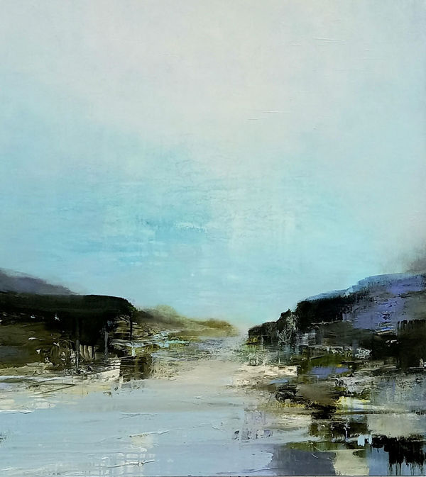 Gareth Edwrads, Tidal Creek, the Old Boathouse, oil on canvas, 110 x 100 cm, 2022