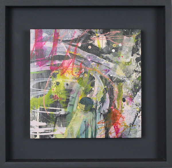 Alison Orchard, Stepping Out I, mixed media on panel, 20 x 20 cm, 2023