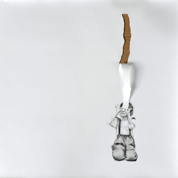 Pablo Arrazola, Apuchumala Series No. 8, 2020 Pencil on torn cotton paper 56 x 56 cm.